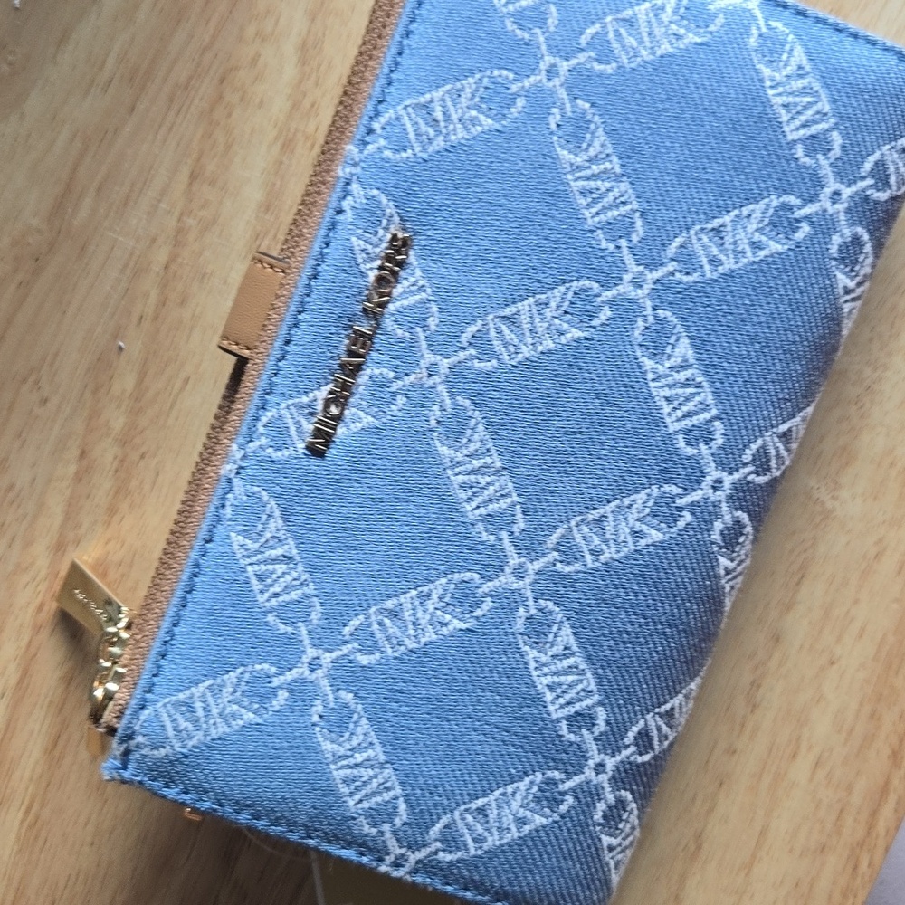 Michael Kors Denim Blue and White Patterned Wallet